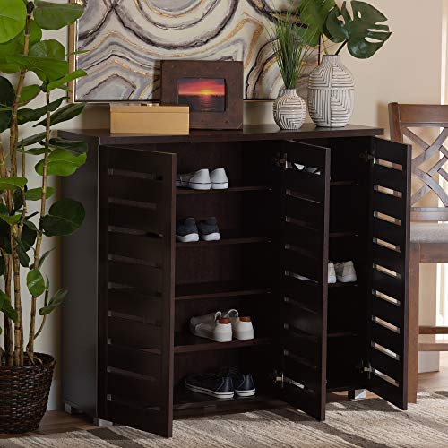 Dark Brown 3-Door Shoe Storage Cabinet E500548