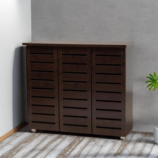 Dark Brown 3-Door Shoe Storage Cabinet E500548
