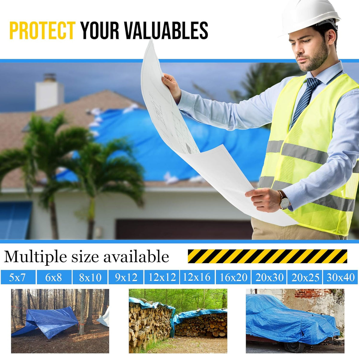 30X40 Waterproof Multi-Purpose Poly Tarp Blue A194