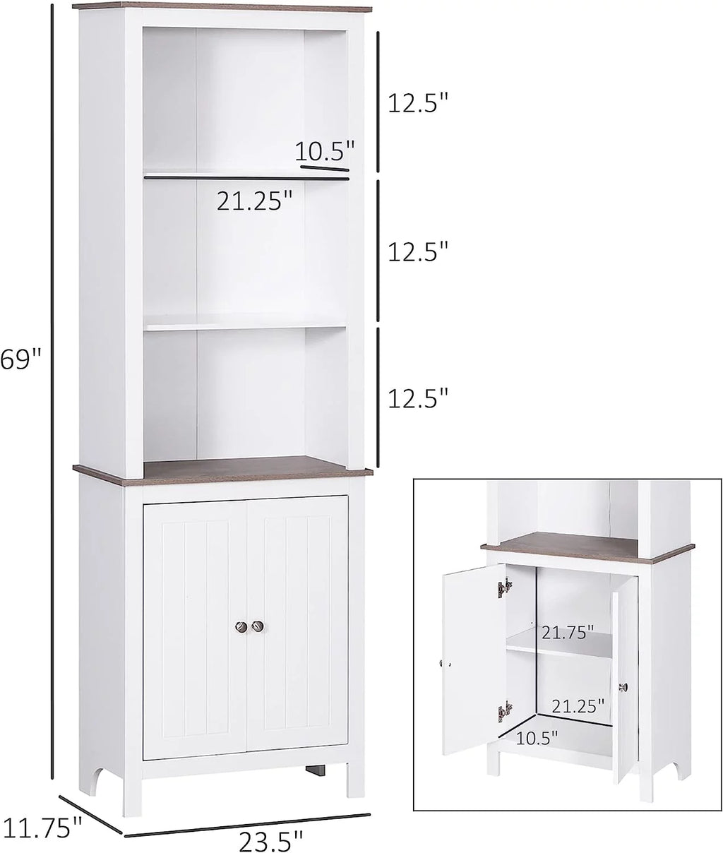 White 3-Tier Double Door Storage Cabinet E59939