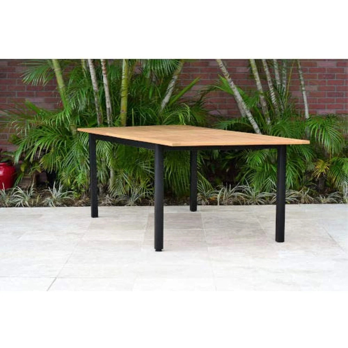 Rectangular Extendable Teak Finish Patio Dining Table J857817