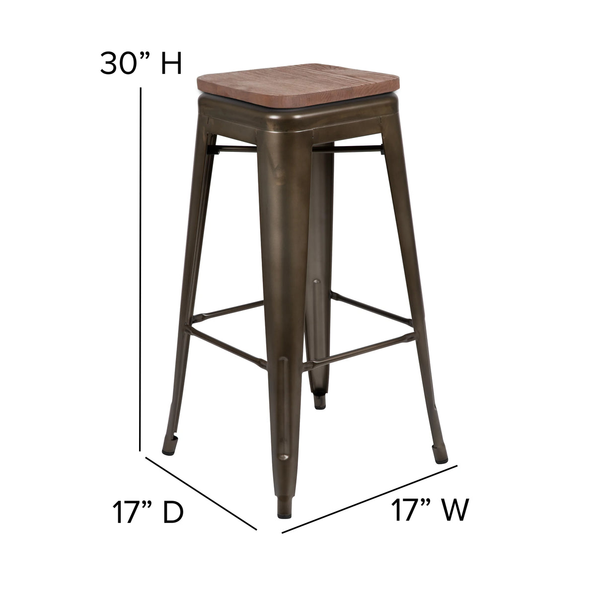 Set of Four 30 Inch Green Metal Backless Bar Stools H183