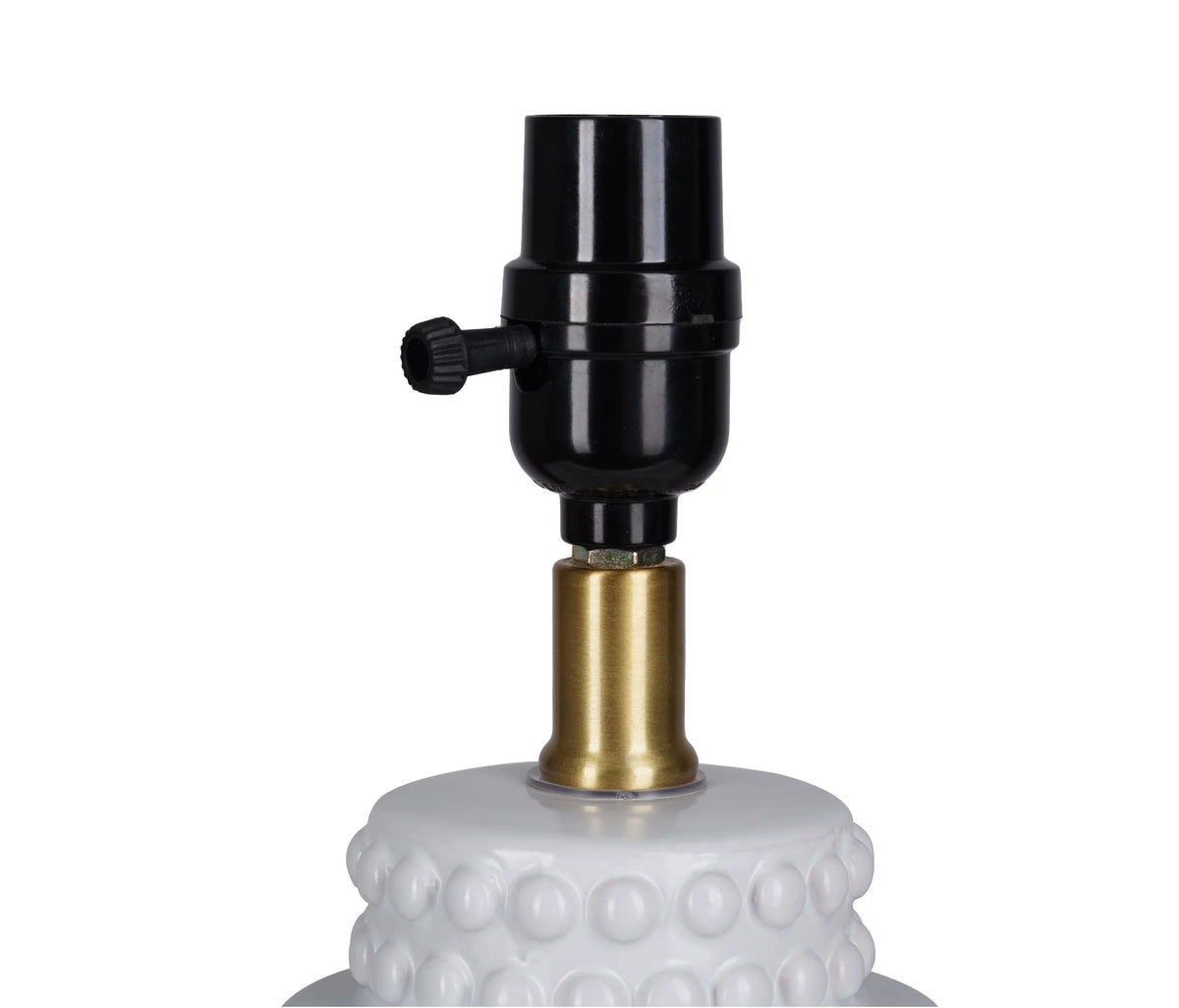 Ceramic Table Lamp, White Finish with Brass Accents, 18" H U6618