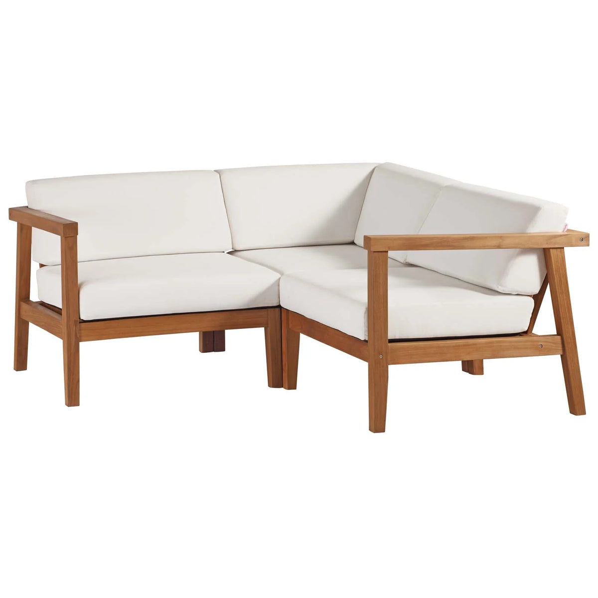 Natural White Teak Wood 3-Piece Sectional Sofa Set X17117