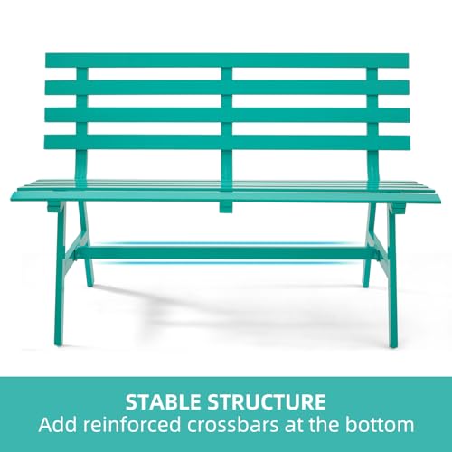 Blue Weatherproof Aluminum Outdoor Bench O1172