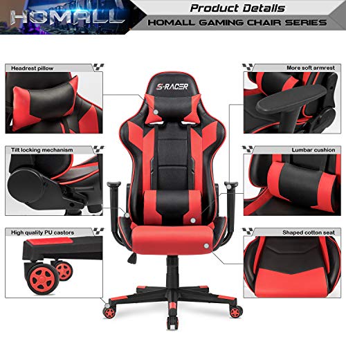 White Ergonomic Leather Gaming Chair with Headrest and Lumbar Support G693