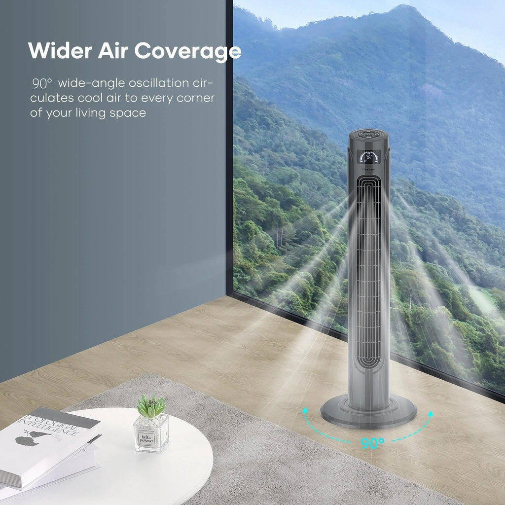 36 Tower Fan with Remote, 3 Speeds 3 Modes 15H Timer, 90° Oscillating, Grey S81923