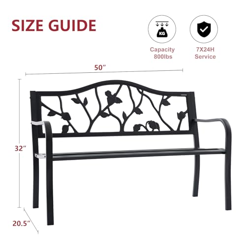 50” Outdoor Garden Bench with American Flag Style H440