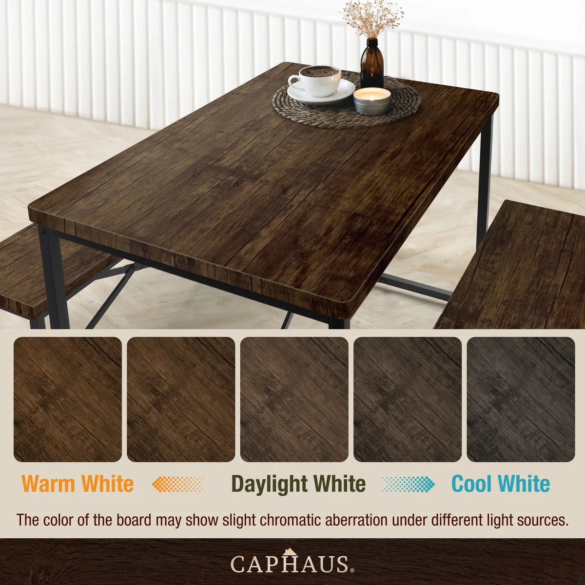 3 Pieces Dining Table Set with Benches Brown Oak V98095