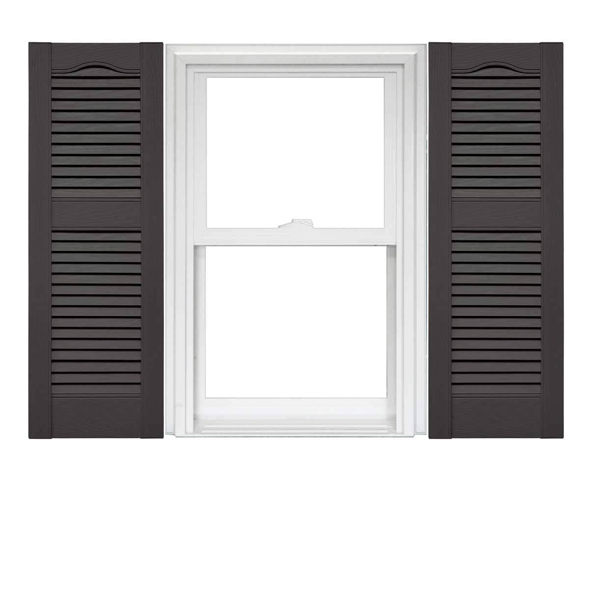 Vinyl Open Louver Shutters 1 Pair 14.5 x 43 Tuxedo Gray H2531