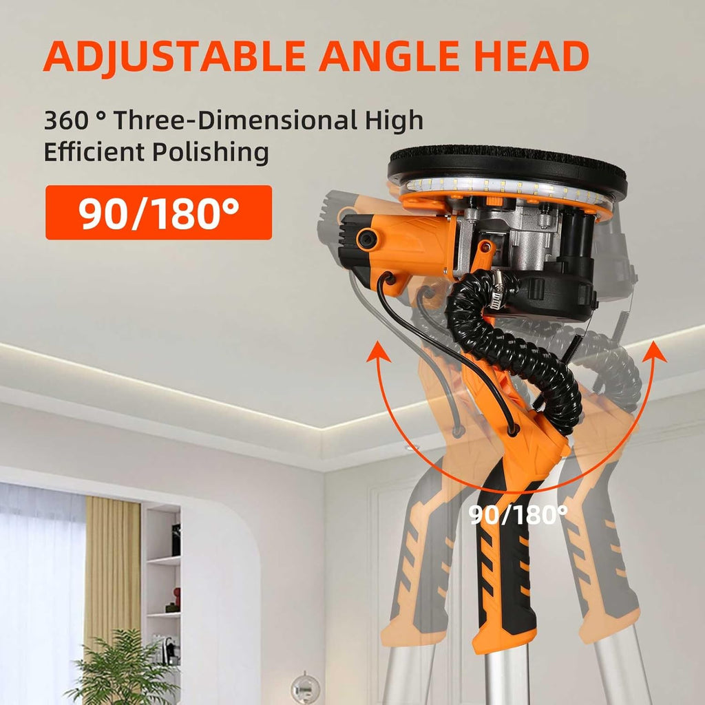 1390W Electric Drywall Sander with Vacuum, 13ft Cord, Auto Dust Collection F115828