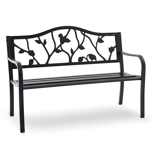 50” Outdoor Garden Bench with American Flag Style H440
