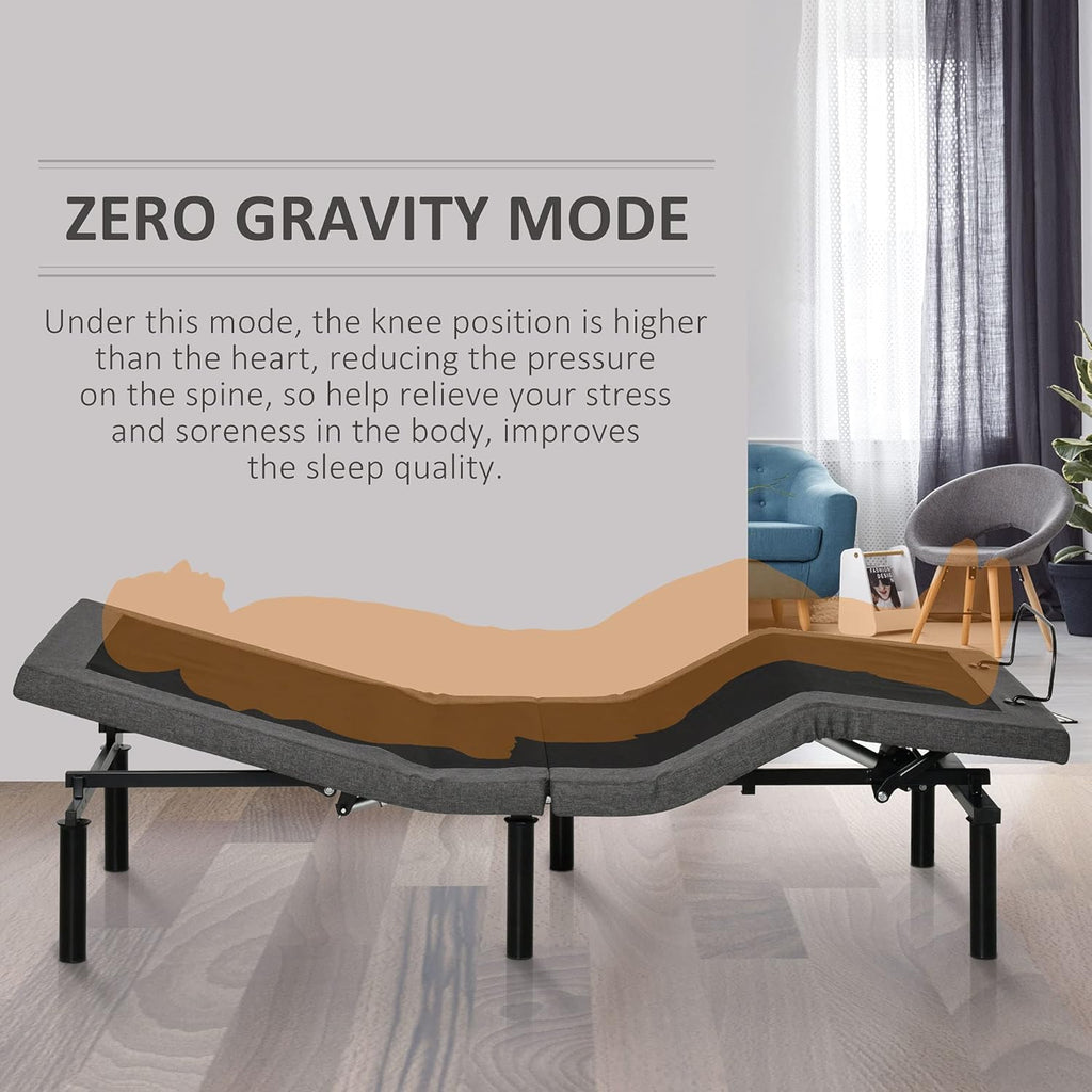 Gray Twin XL Adjustable Bed Frame with Wireless Remote H508842