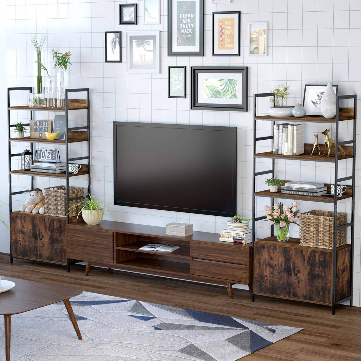 Industrial Bookcase with 2 Cabinets I3827