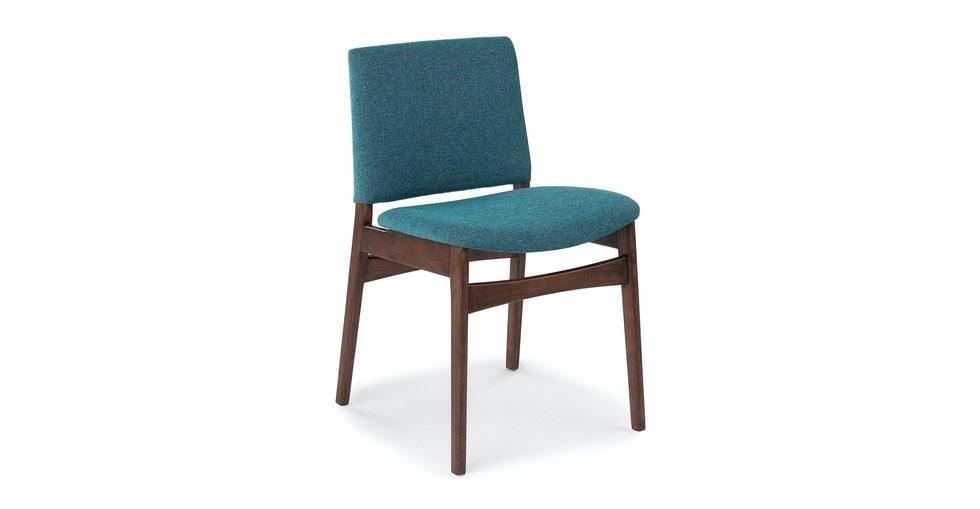 Blue Fabric Dining Chair with Walnut Frame S672