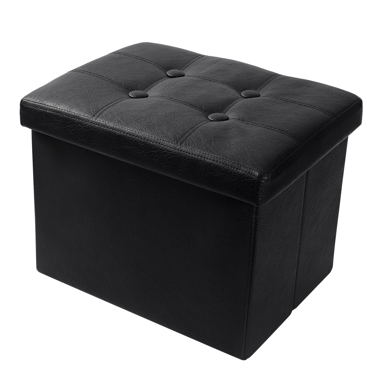 Black Folding Storage Ottoman with Padded Seat 17IN P492177