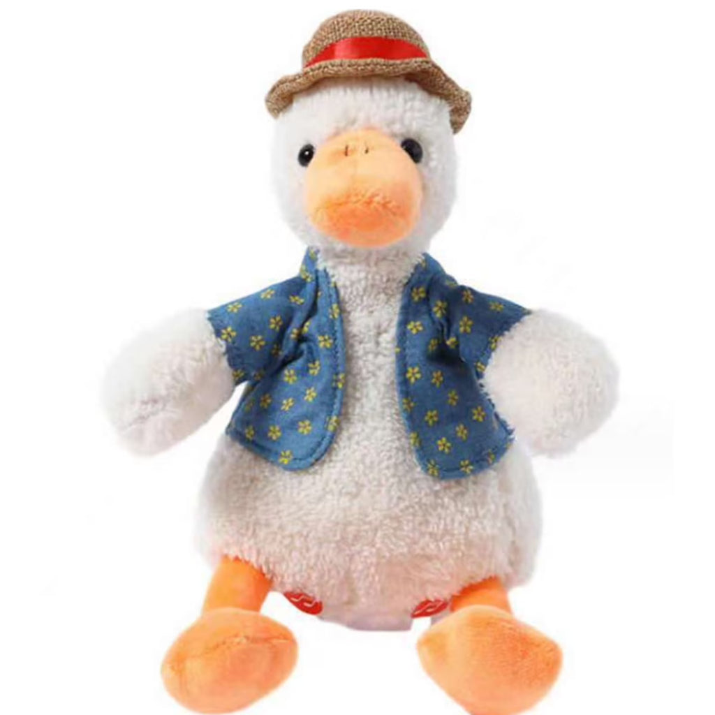 Talking Duck Toy Repeats What You Say with Straw Hat Detachable Vest Stuffed Animals O889