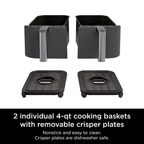 10 Quart DualZone XL 2-Basket Air Fryer, Grey B1172