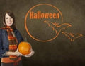 Halloween Bats and Moon Wall Decal, Pastel Orange, 39in x 25in R6586