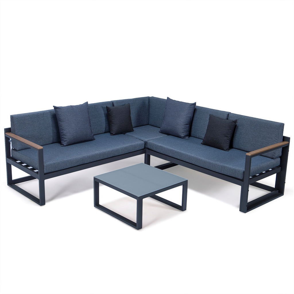 Black 3 Piece Outdoor Aluminum Sectional X973764