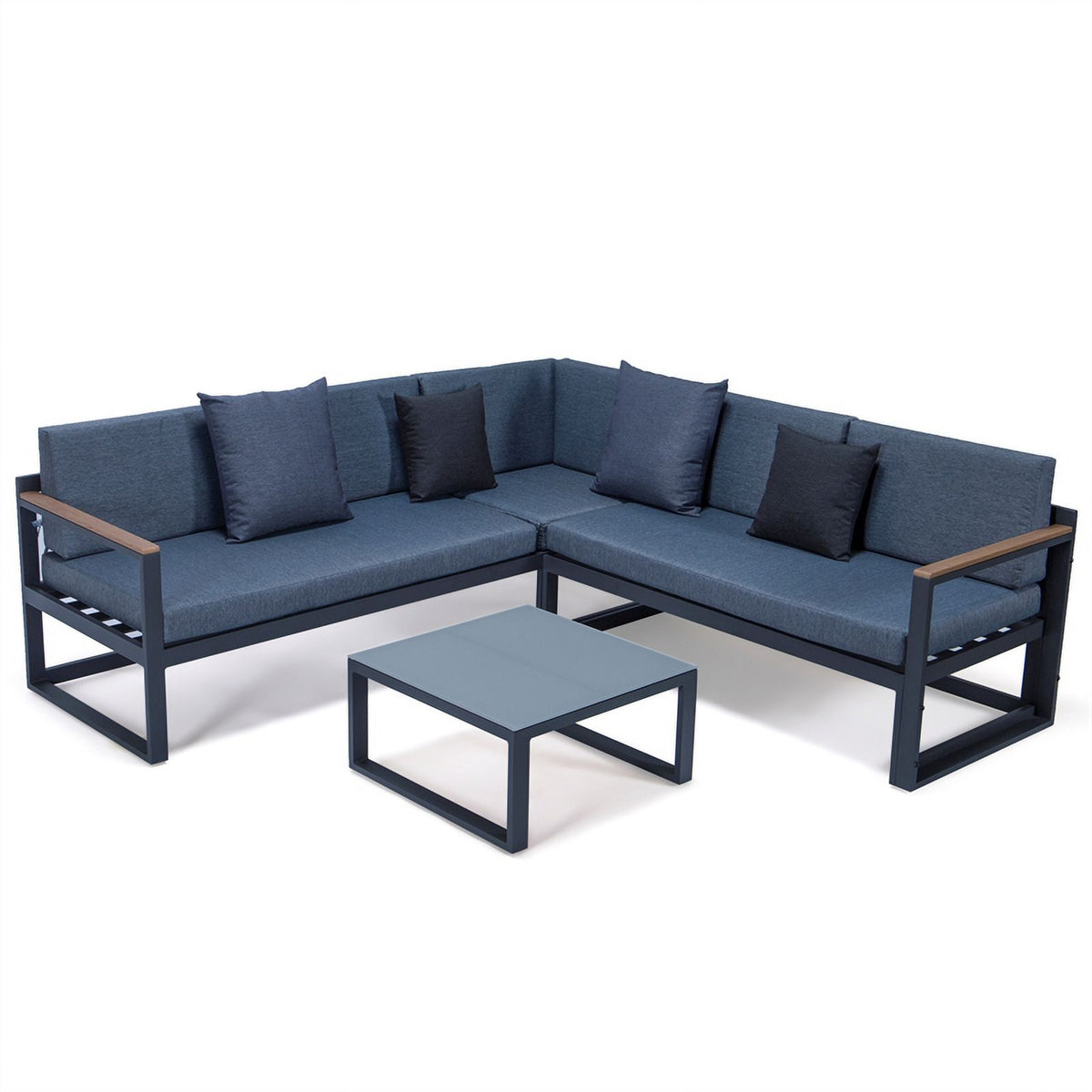 Black 3 Piece Outdoor Aluminum Sectional X973764