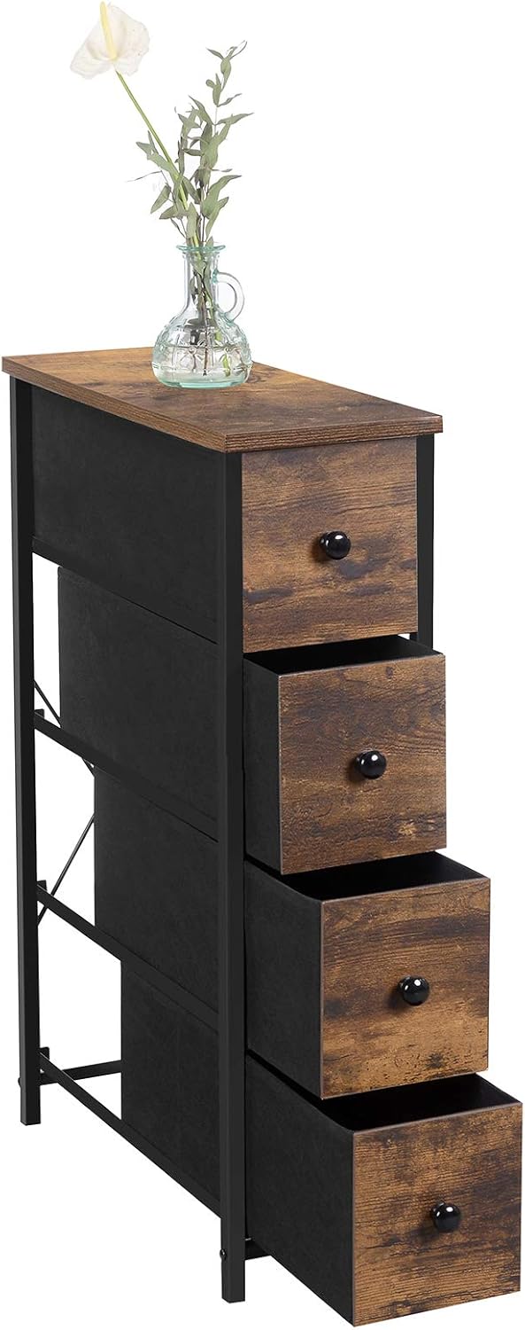 Narrow 4 Fabric Drawer Dresser with Metal Frame H341