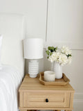 Ceramic Table Lamp, White Finish with Brass Accents, 18" H U6618