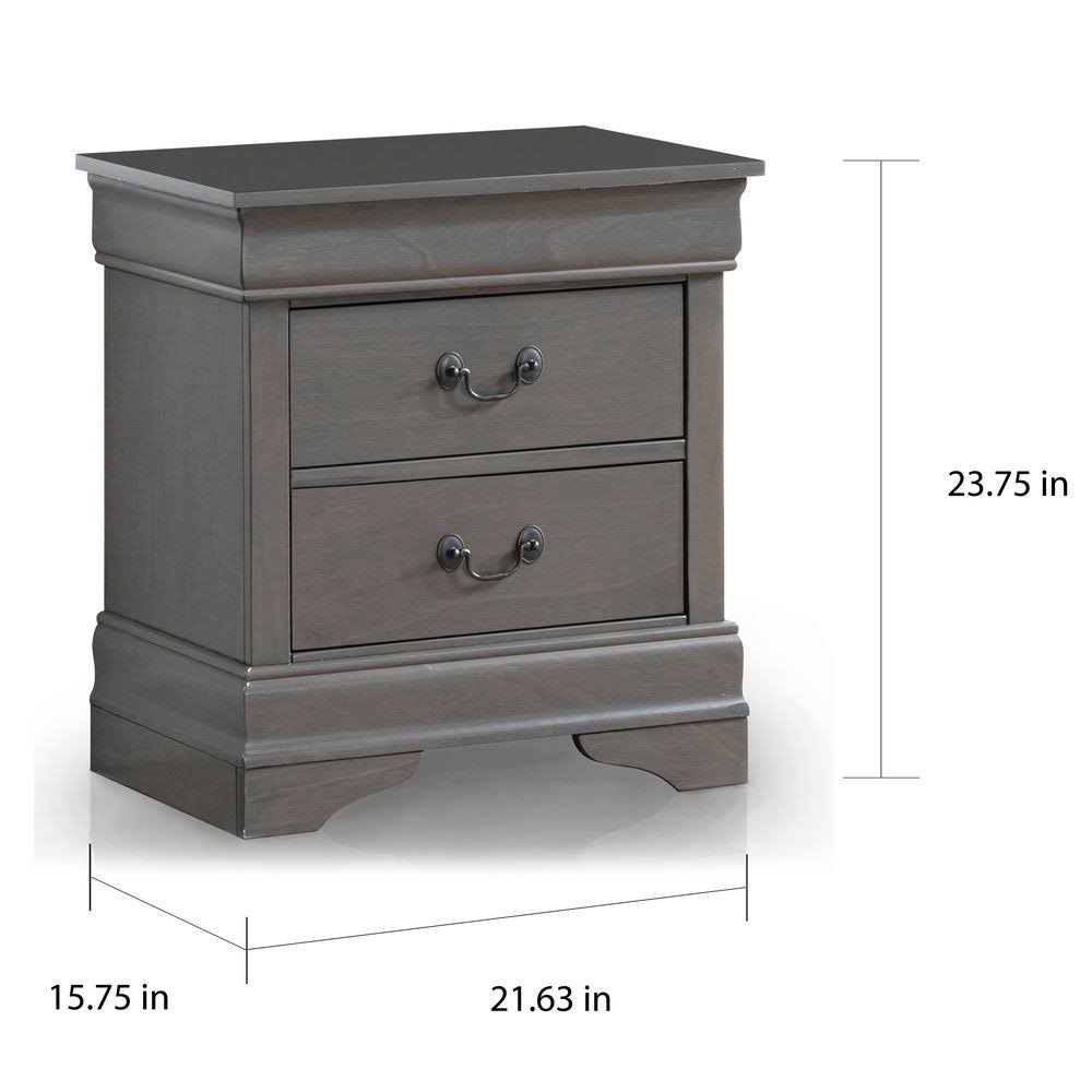 Grey Solid Wood Nightstand D1462