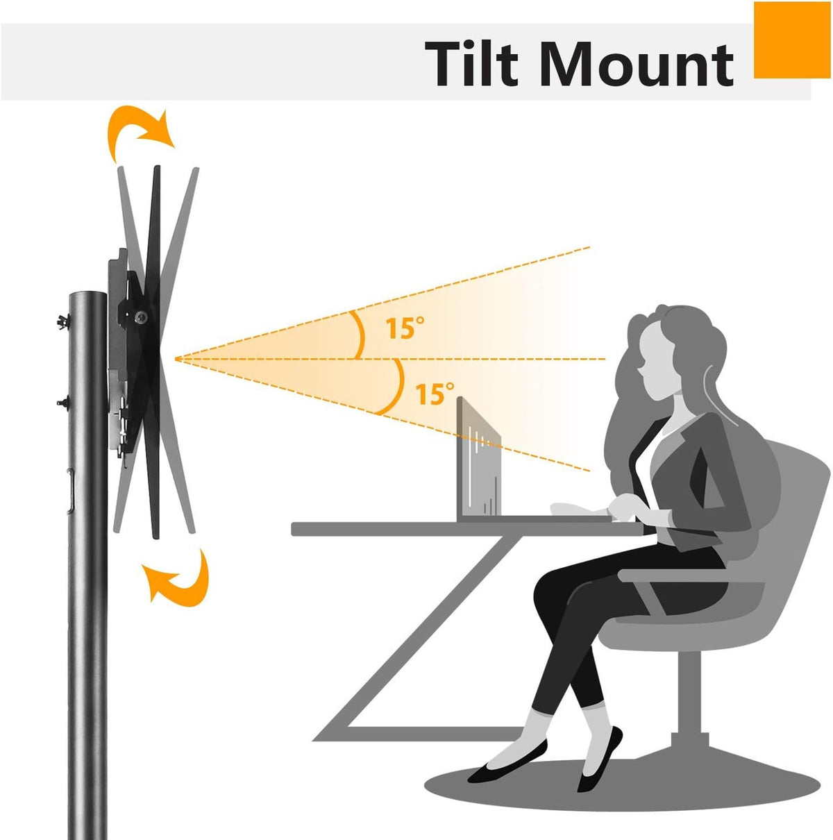 Large Rolling TV Cart with Wheels and Tilt Mount T926