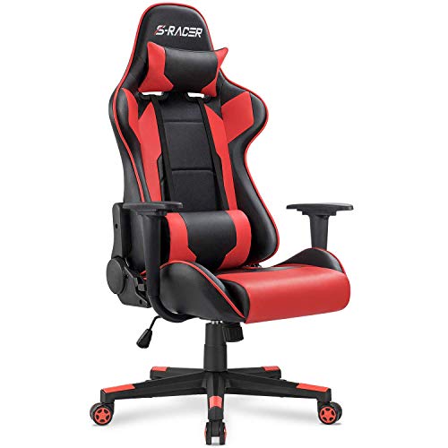 White Ergonomic Leather Gaming Chair with Headrest and Lumbar Support G693
