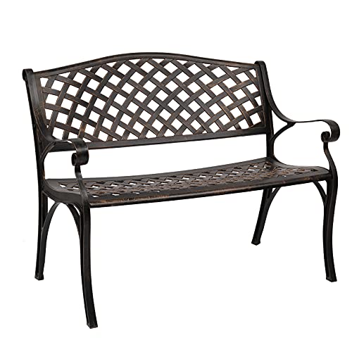 White Cast Aluminum Patio Garden Bench M877