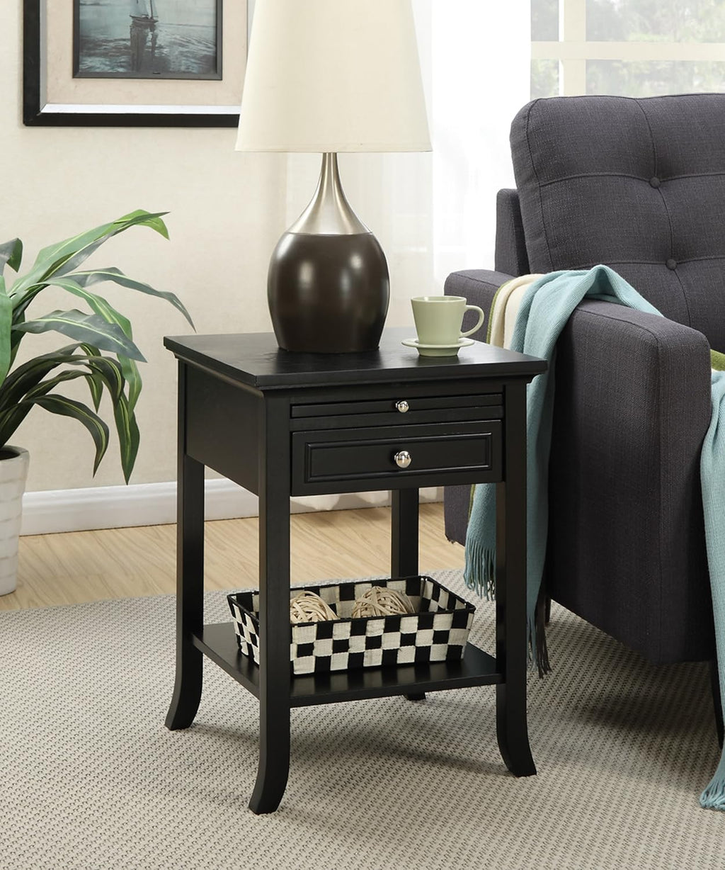 Black End Table with Drawer and Slide A151080