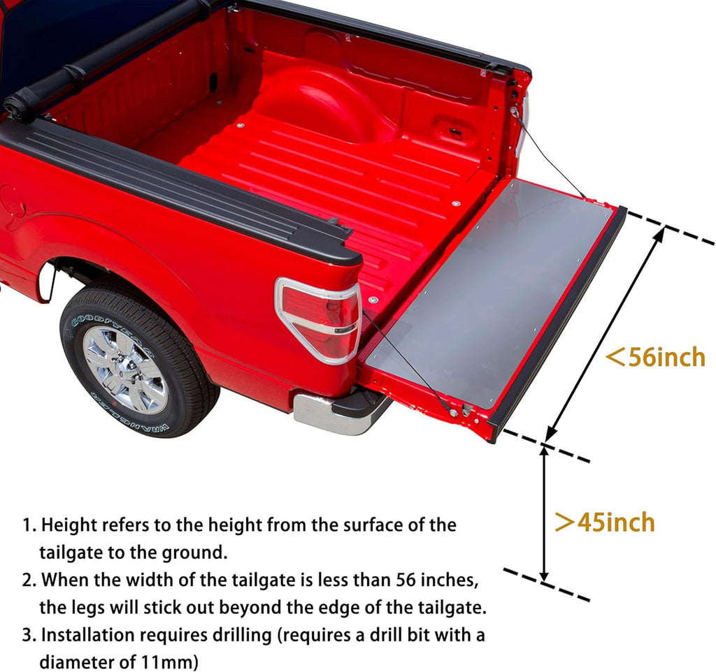 45" Foldable Pickup Truck Tailgate Ladder with Grab Handle, Heavy Duty Folding Tailgate Step Ladder I7366