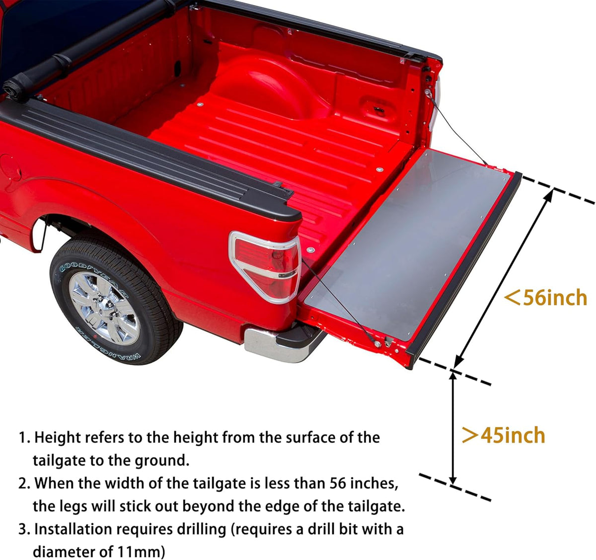 45" Foldable Pickup Truck Tailgate Ladder with Grab Handle, Heavy Duty Folding Tailgate Step Ladder I7366