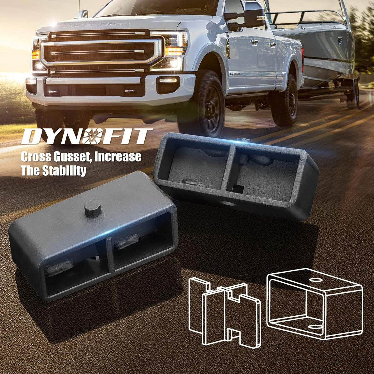 2 Inch Rear Lift Kit with Blocks and U-bolts Set A20625