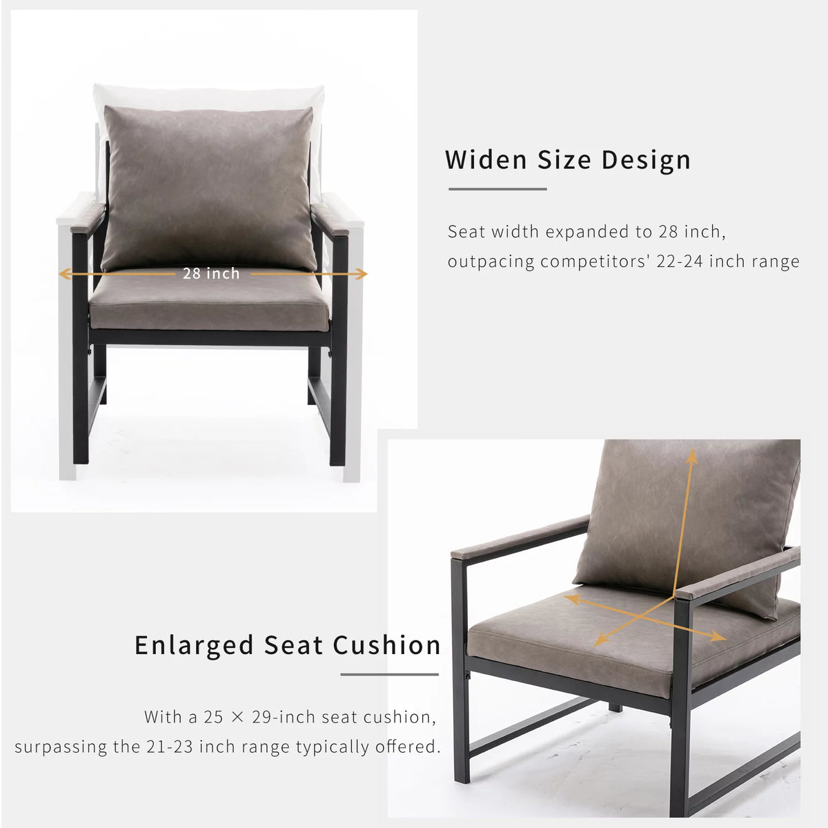 28 inch PU Leather Accent Chair R3157