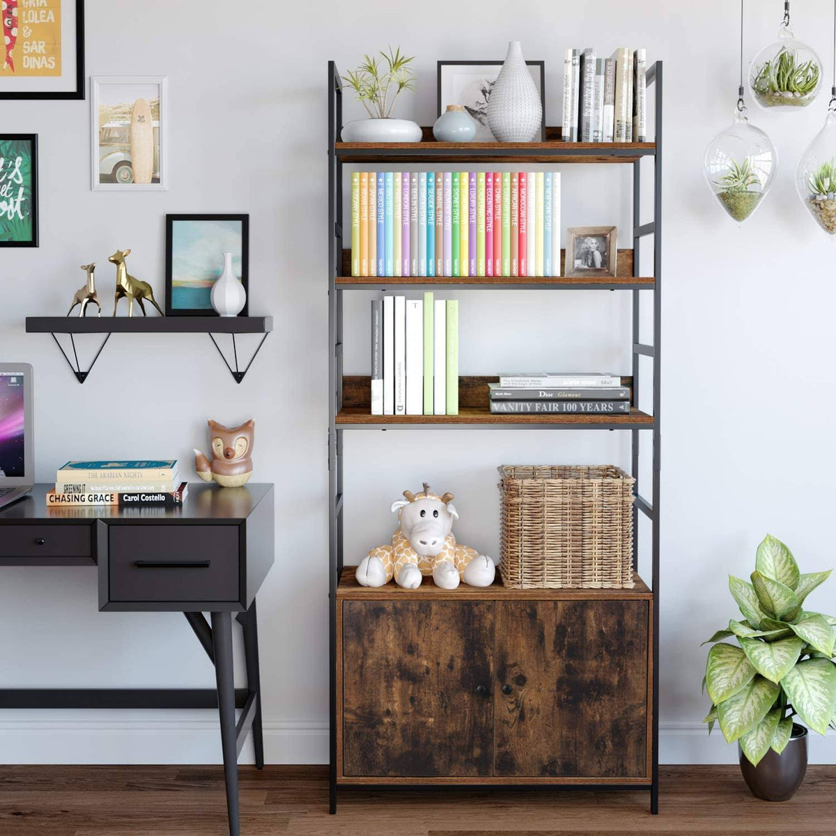 Industrial Bookcase with 2 Cabinets I3827