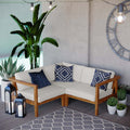 Natural White Teak Wood 3-Piece Sectional Sofa Set X17117