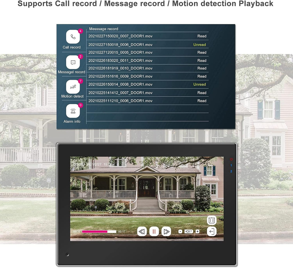 WiFi Video Doorbell with Monitor, 7 Inch Touch Screen Camera 1080P, RFID Password Unlock R286877
