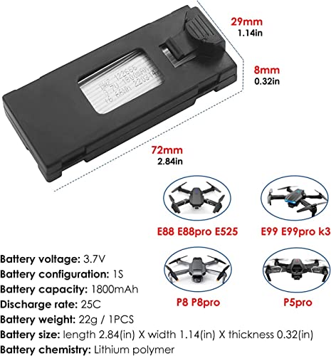 3.7V 1800mAh Li-po Batteries 4PCS with 4-in-1 Charger J543114