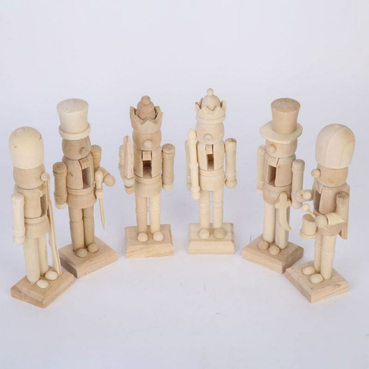 6 Pcs Wooden Nutcracker Figures Wooden Soldier Doll Z687