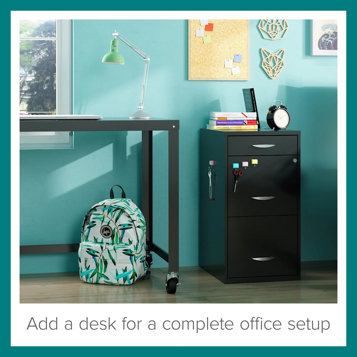 3 Drawer Letter Width Vertical File Cabinet with Pencil Drawer, Black A205681