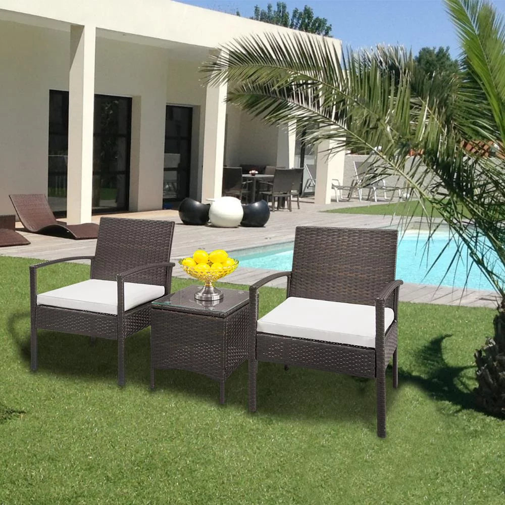 Brown 3 Pc Wicker Patio Conversation Set B623