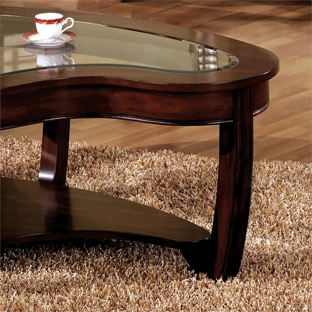 Solid Wood 1-Shelf Coffee Table in Dark Cherry H2575