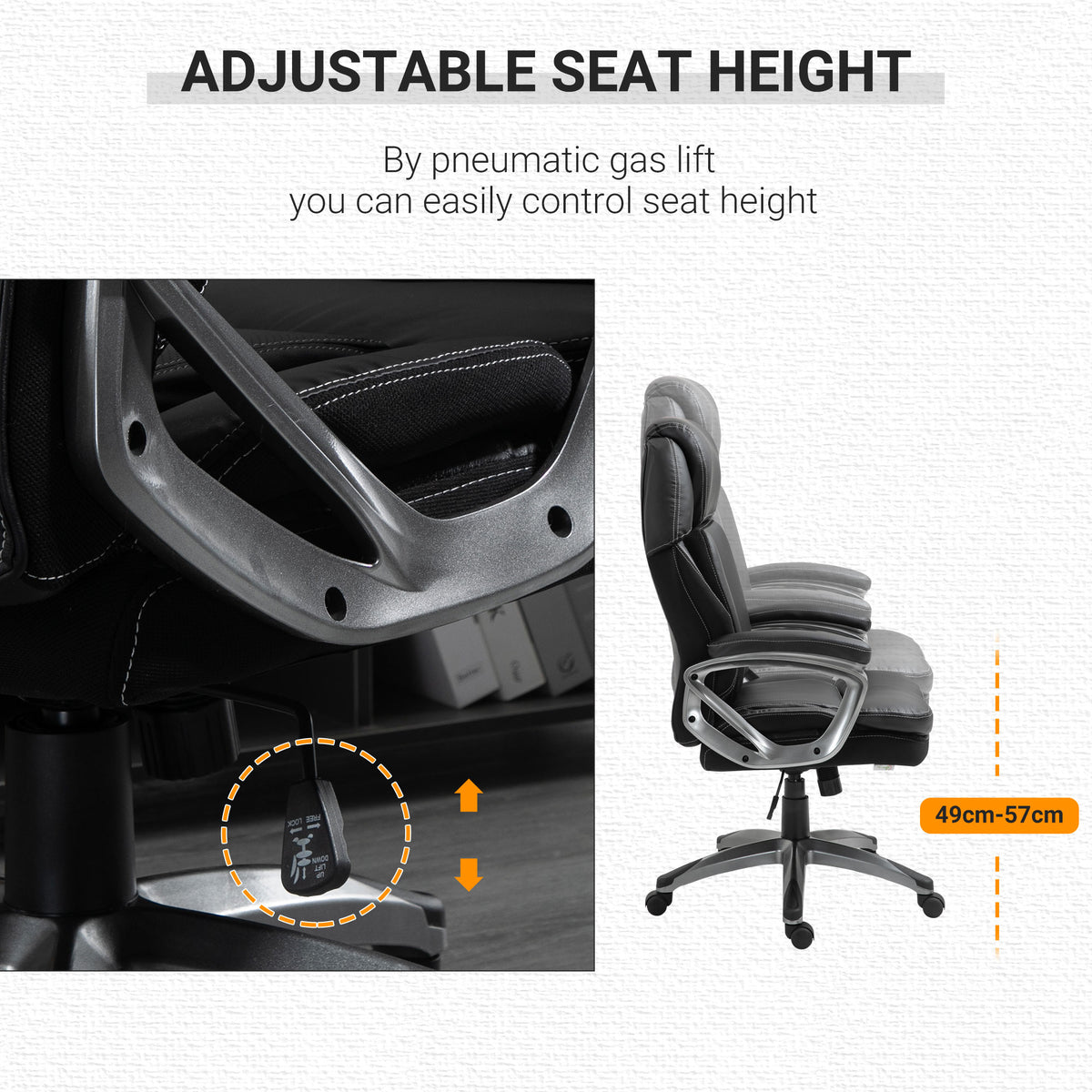 Black High Back Office Chair with Adjustable Height and Wheels D610972