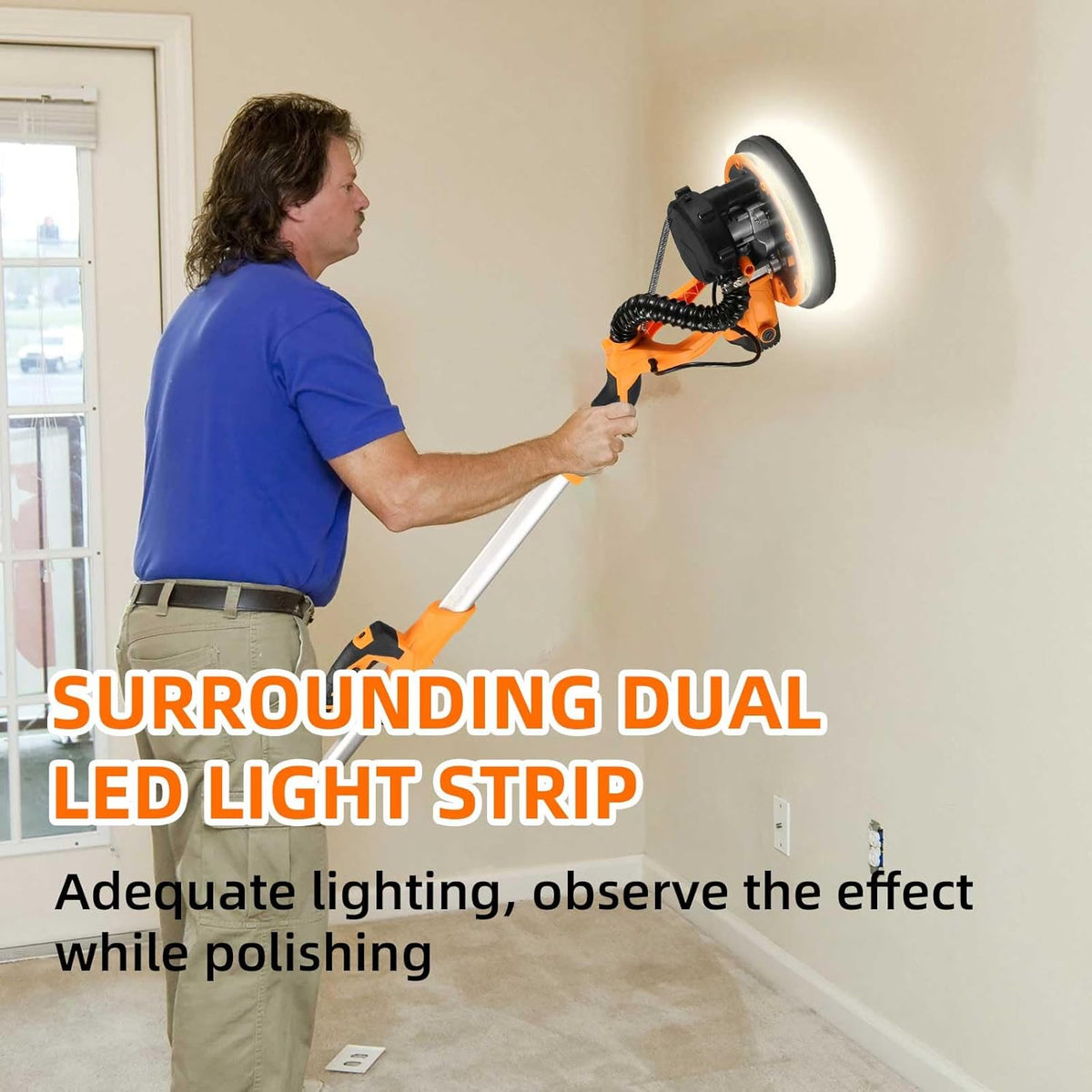 1390W Electric Drywall Sander with Vacuum, 13ft Cord, Auto Dust Collection F115828