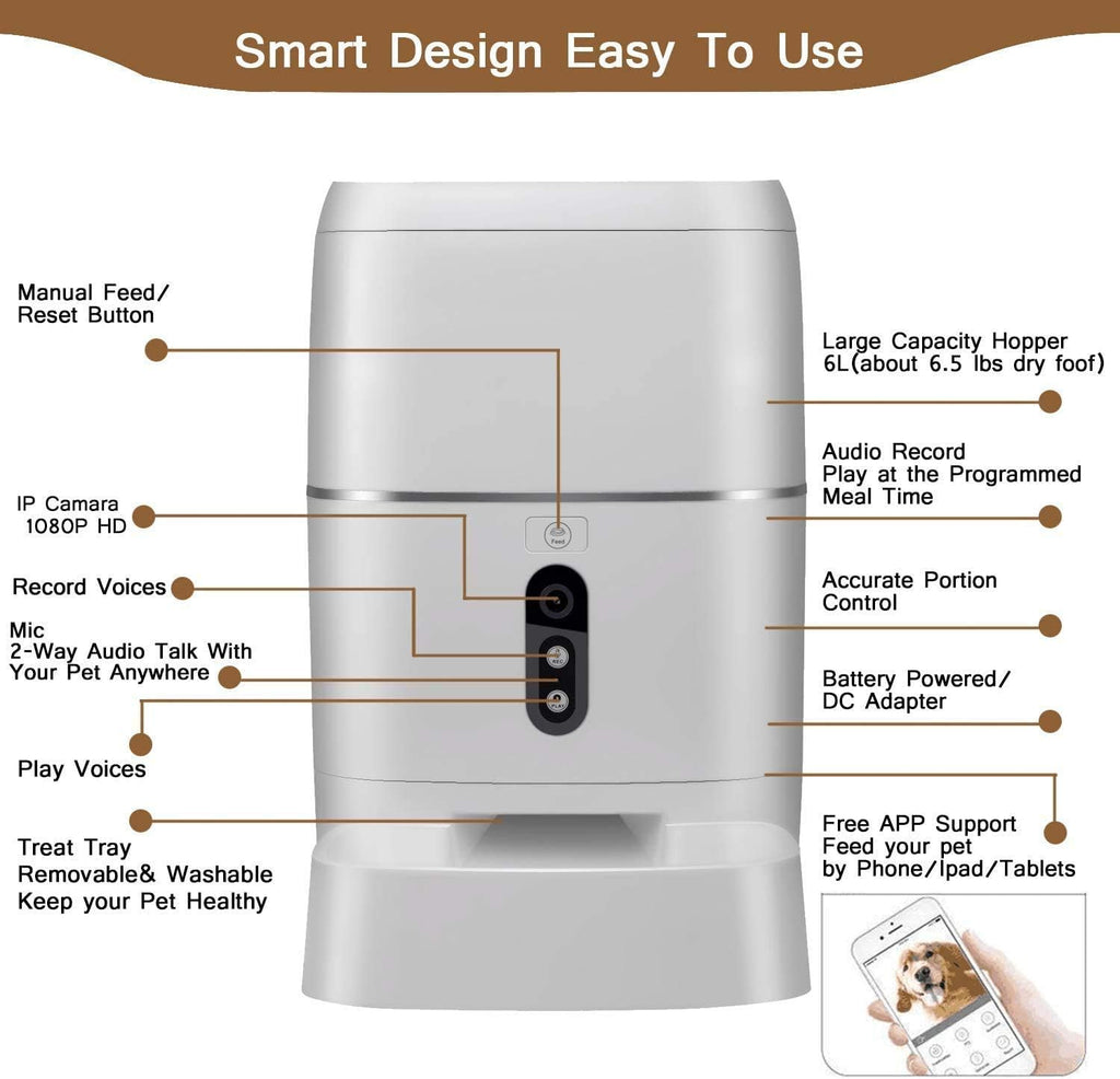 6L WiFi Pet Camera Automatic Dog Feeder R53921