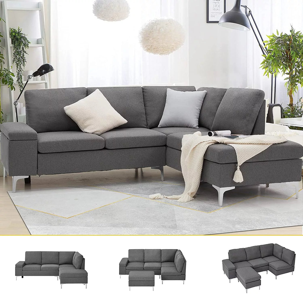 Gray Sectional Sofa with Armrest Storage L131781