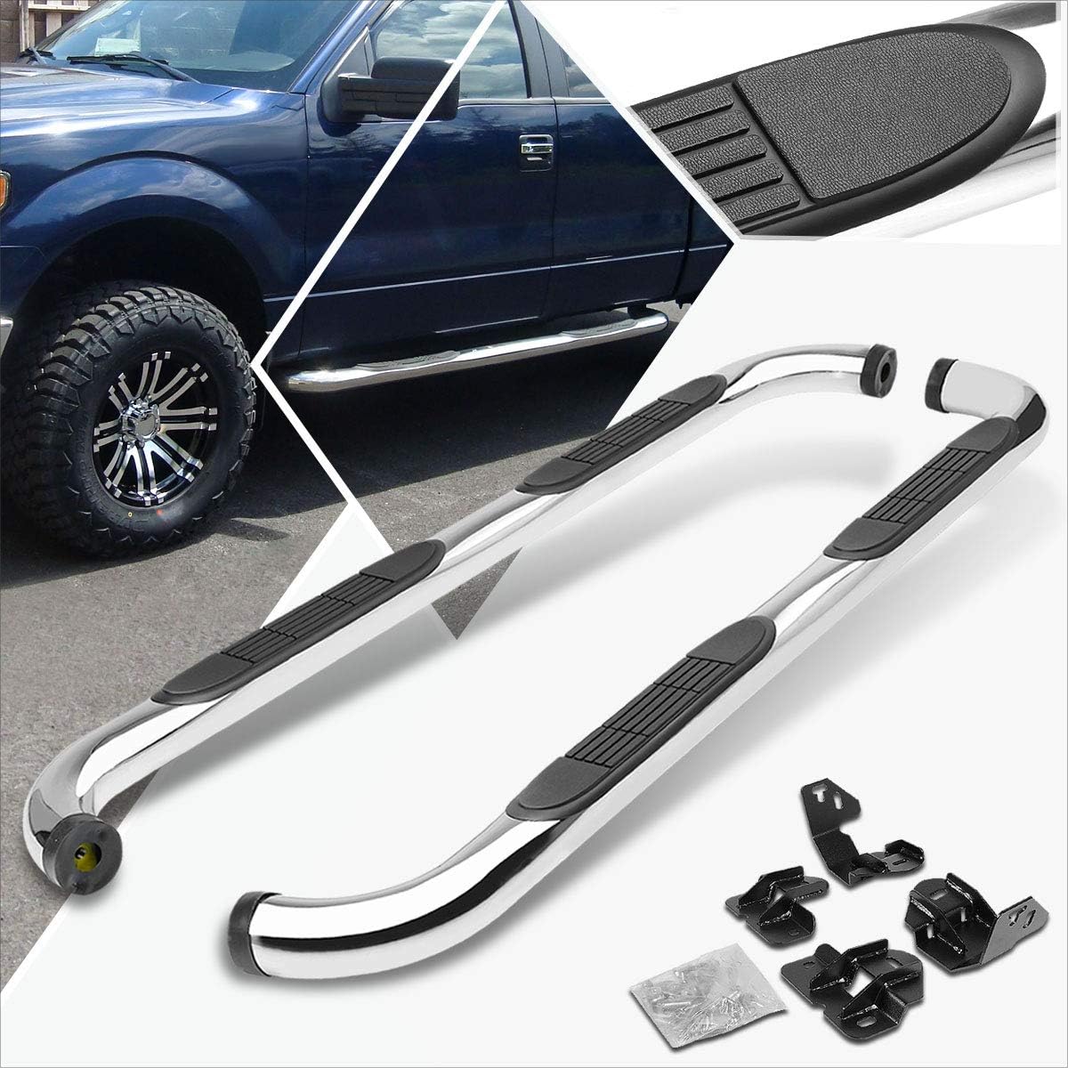 3 Inch Chrome Stainless Round Nerf Step Bars Side Steps K24330