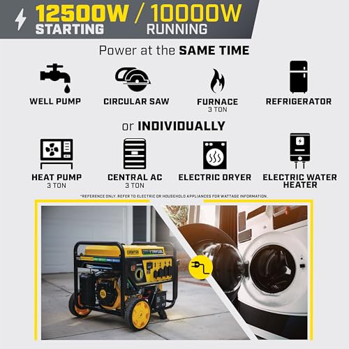 12,500-Watt Electric Start Tri Fuel Portable Generator A72454